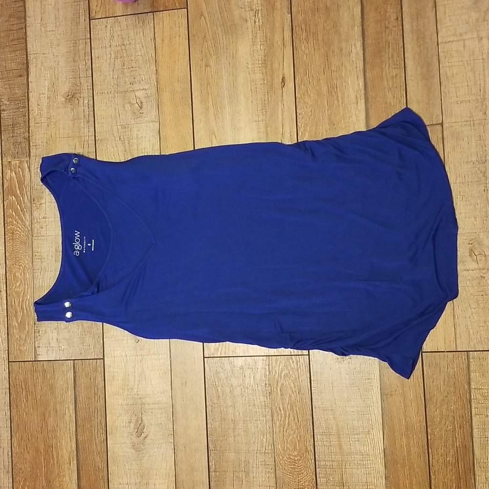 a glow maternity small nursing breastfeeding button snap tank top blue